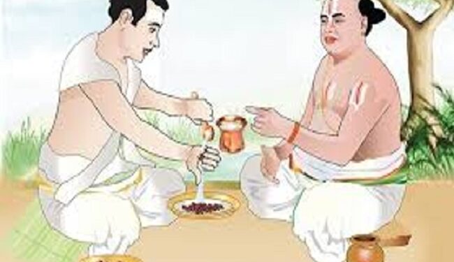 Water is offered to ancestors using the thumb