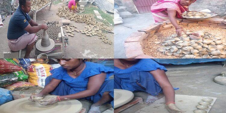 Potters' houses illuminated by Deepotsav