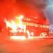 Fire breaks out in a double-decker bus