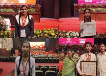 Children's faces lit up after receiving scholarships from CM Yogi.