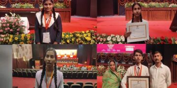 Children's faces lit up after receiving scholarships from CM Yogi.
