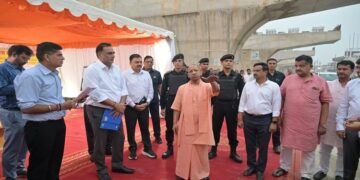 CM Yogi inspects construction work of Gorakhpur's first six-lane flyover