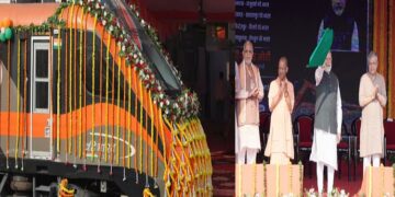 PM Modi flagged off four new Vande Bharat trains from Kashi.