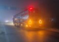 The speed of buses should not exceed 40 kmph in fog.