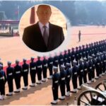 Putin was given a guard of honour at the President's House.