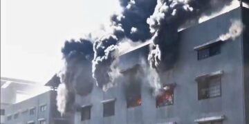 A massive fire broke out in Raj Textile Market.