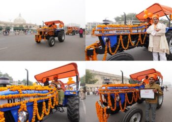 CM Yogi gave tractor keys to five farmers