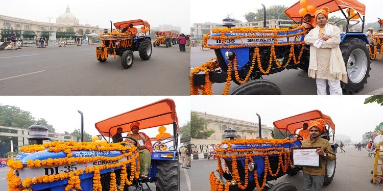 CM Yogi gave tractor keys to five farmers
