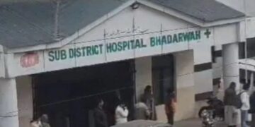 Army vehicle falls into a ditch.