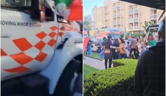 A speeding truck rammed into an anti-Khamenei rally.