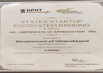 Uttarakhand gets 'Leader' status in Startup India Ranking