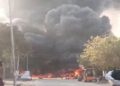 Massive fire at chemical warehouse
