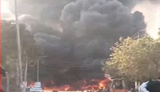 Massive fire at chemical warehouse