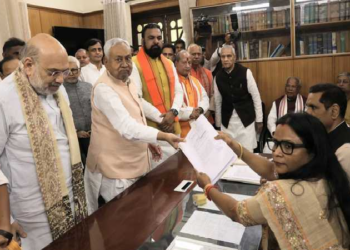 Nitish Kumar files nomination for Rajya Sabha