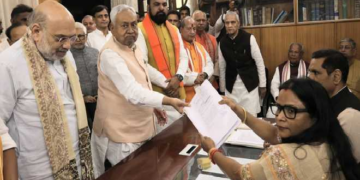 Nitish Kumar files nomination for Rajya Sabha