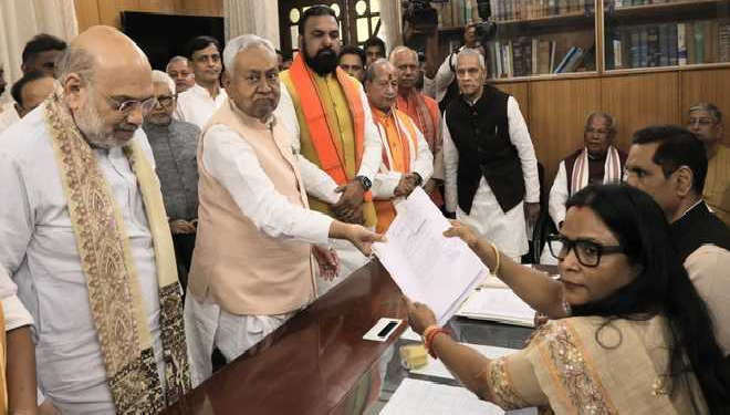 Nitish Kumar files nomination for Rajya Sabha