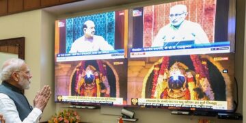 PM Modi had a 'Surya Tilak' darshan of Ram Lalla through TV.
