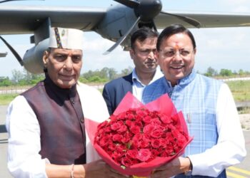 CM Dhami welcomed Rajnath Singh
