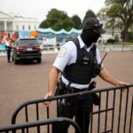 A van broke through a security barricade at the White House.