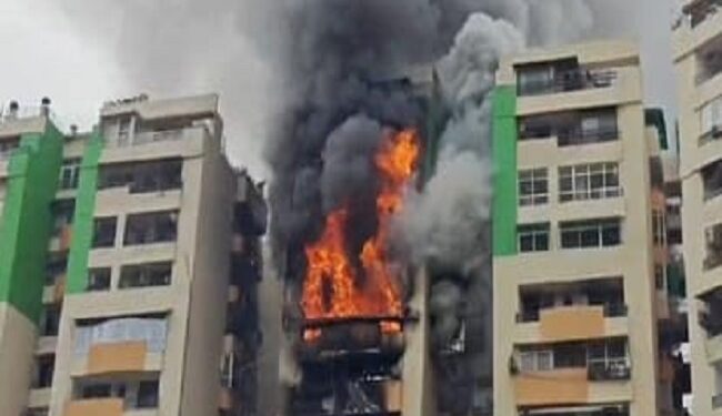 A massive fire broke out in Gaur Green Society in Ghaziabad.