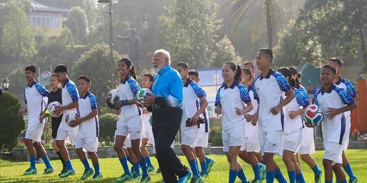 PM Modi played football with children in Gangtok
