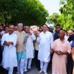A huge crowd gathered to bid farewell to former Chief Minister Khanduri.
