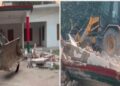 Bulldozers roared at the SP district office.