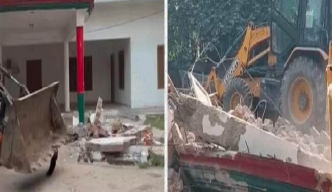 Bulldozers roared at the SP district office.