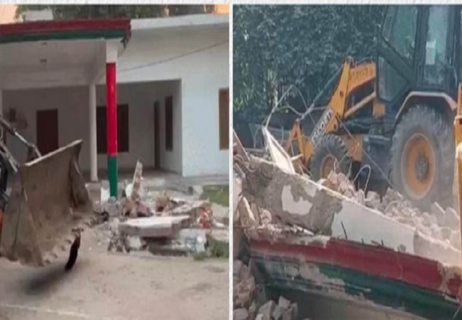 Bulldozers roared at the SP district office.