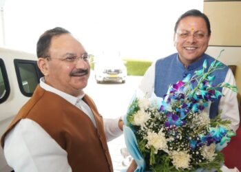 JP Nadda reached Uttarakhand, CM Dhami welcomed him