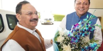 JP Nadda reached Uttarakhand, CM Dhami welcomed him