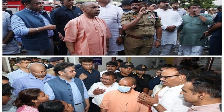 CM Yogi reached the site of the fire incident.