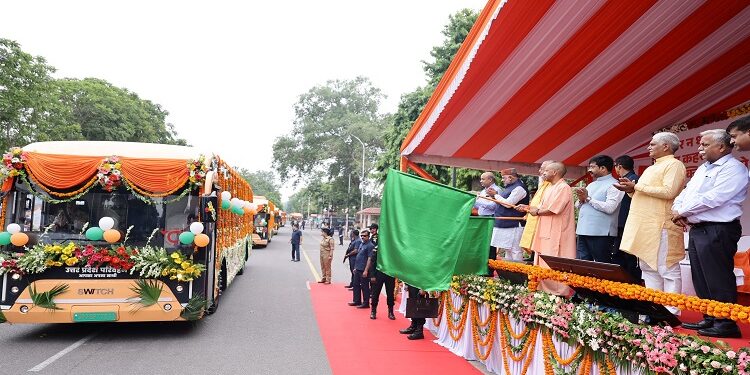 CM Yogi also inaugurated the Noida Electric Bus Depot.