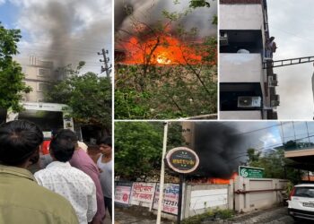 Massive fire at electric vehicle showroom in Indore