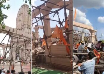 The roof of the Maruti temple collapsed.