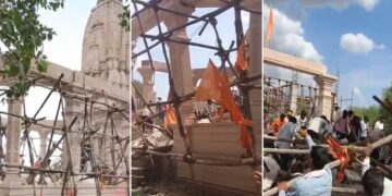 The roof of the Maruti temple collapsed.