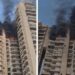 Massive fire breaks out in high-rise building