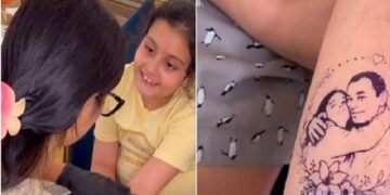 Prateek Yadav's daughter got her father's tattoo made on her hand.