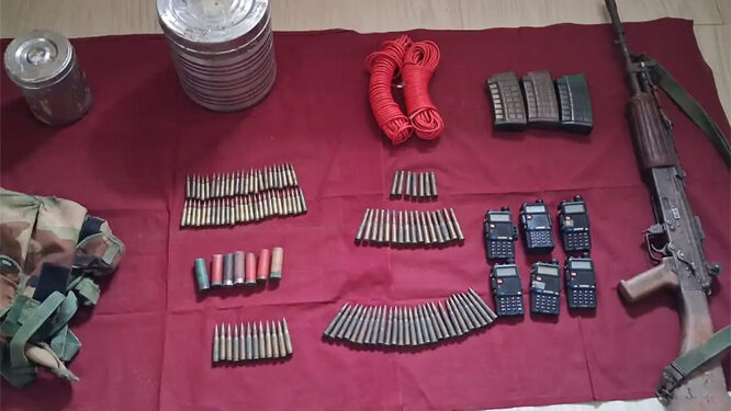 INSAS rifle and cartridges recovered