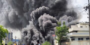 Massive fire at Bhiwadi's iron sheet factory