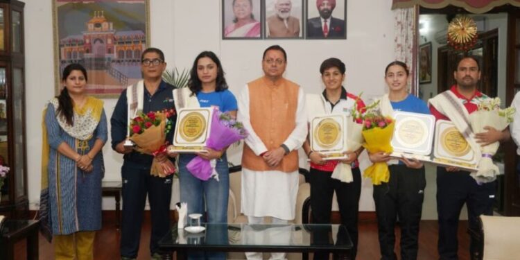 CM Dhami extended best wishes to the female boxers.