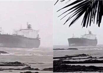 Rain wreaks havoc! Foreign ship stranded at sea