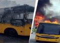 A moving school bus caught fire