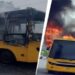A moving school bus caught fire