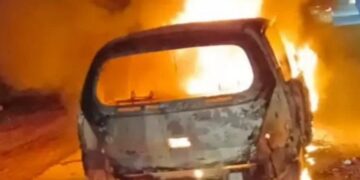 Moving car turns into a fireball