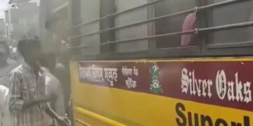 Fire breaks out in school bus full of children