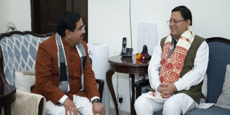 Union Education Minister congratulates CM Dhami.