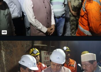 CM Dhami inspected the situation by entering the tunnel at Pipalkoti.