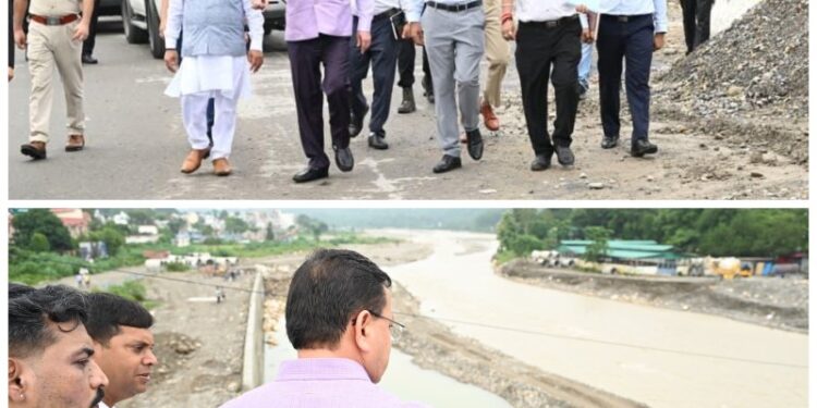 CM Dhami inspected the approach road of Nanda Ki Chowki bridge