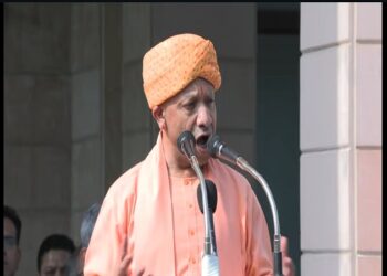 CM Yogi hoisted the flag at his official residence.